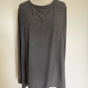 PLUS WEEKEND BLUE LONG SLEEVE KNIT TONE/TONE TEE